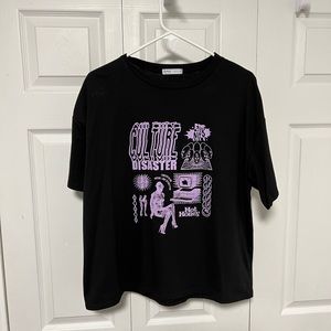 Romwe, Medium, black with purple graphics T-shirt
